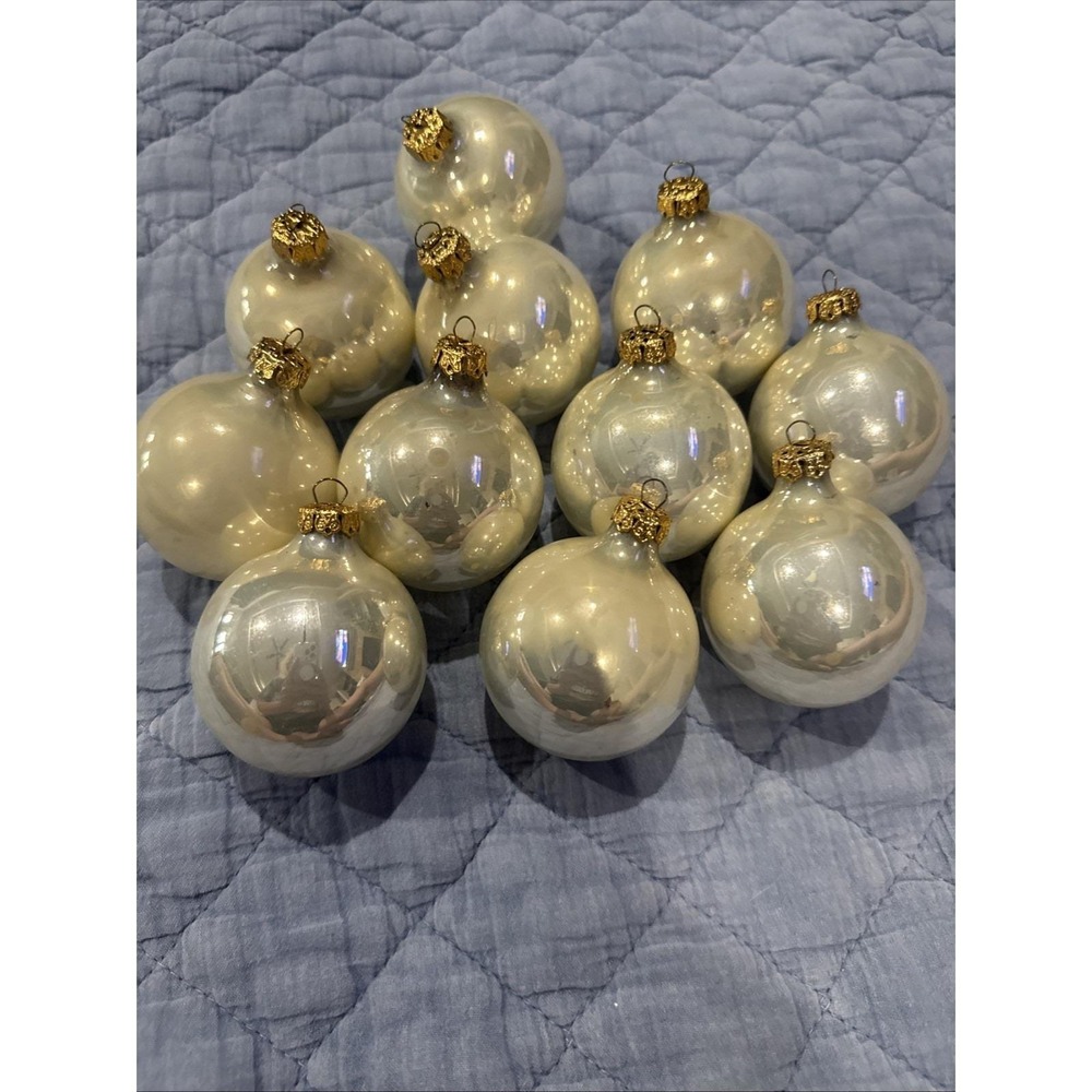 Vintage Set Of 11 Champagne Color Mercury Glass Ornaments 3in Germany
